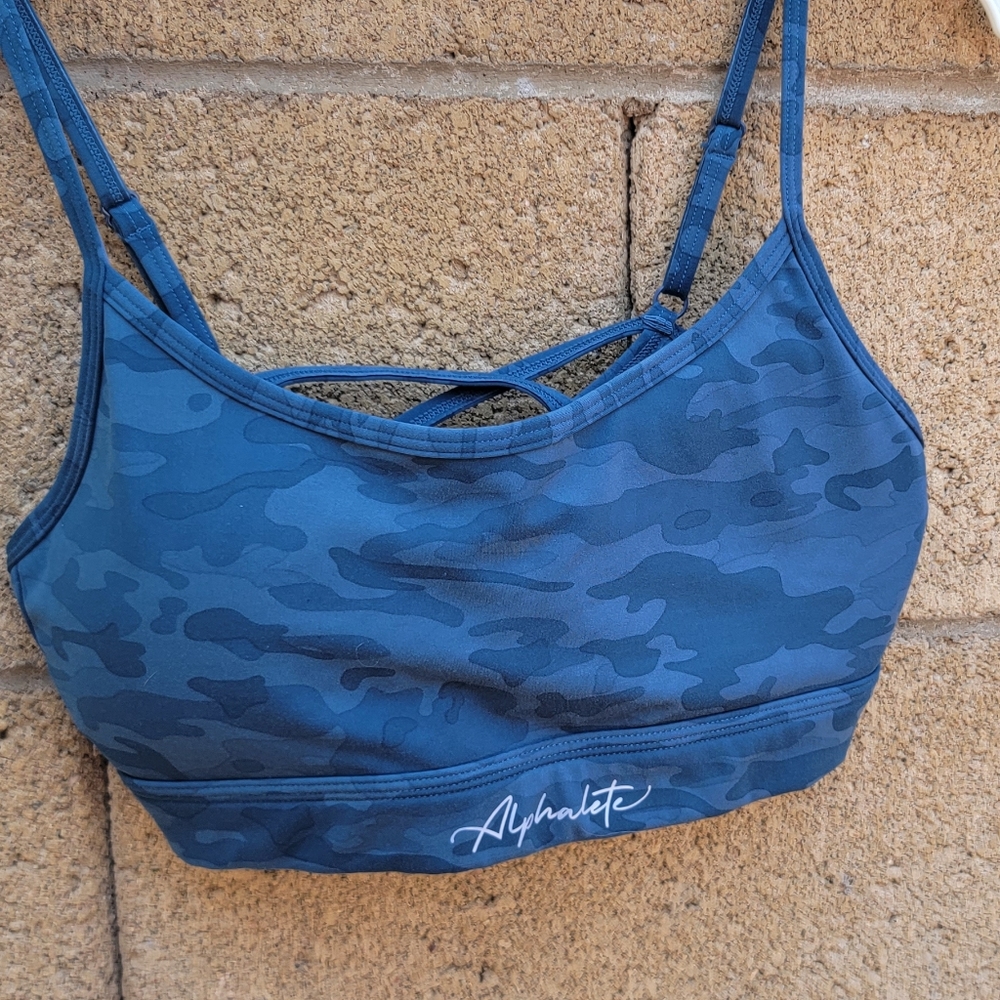 M Alphalete blue camo bra